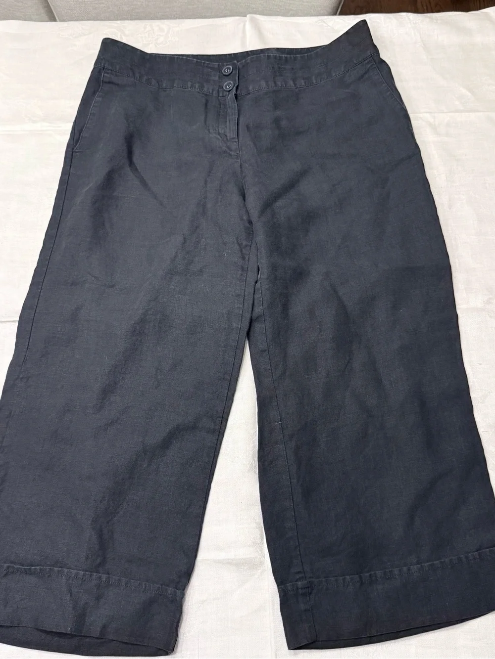 J Jill Black Linen Cropped Pants Black Size 12 H